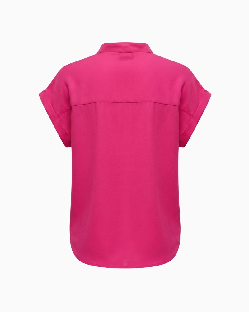 Salsa Jeans Relaxed V-Neck Blouse in fuchsia back view