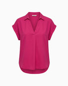 Salsa Jeans Relaxed V-Neck Blouse in fuchsia front view