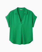 Salsa Jeans Relaxed V-Neck Blouse in green front view