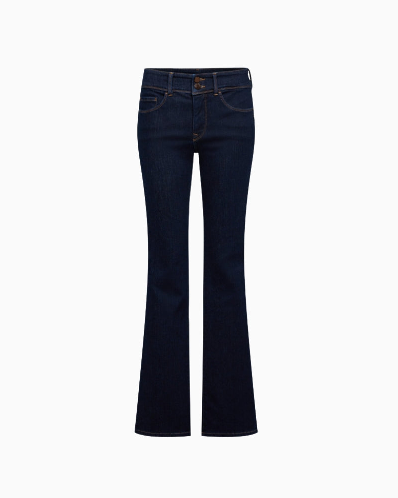 Salsa Jeans Secret Bootcut Perfect Shape Jeans in Dark Denim, front product view showing waistband, pockets and bootcut silhouette.