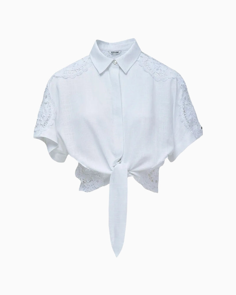 Salsa Jeans Short Sleeve Shirt in White front view