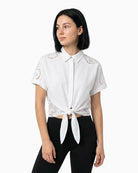 Salsa Jeans Short Sleeve Shirt in White worn front view