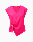 Salsa Jeans pink V-neck T-shirt with short sleeves and dropped shoulders