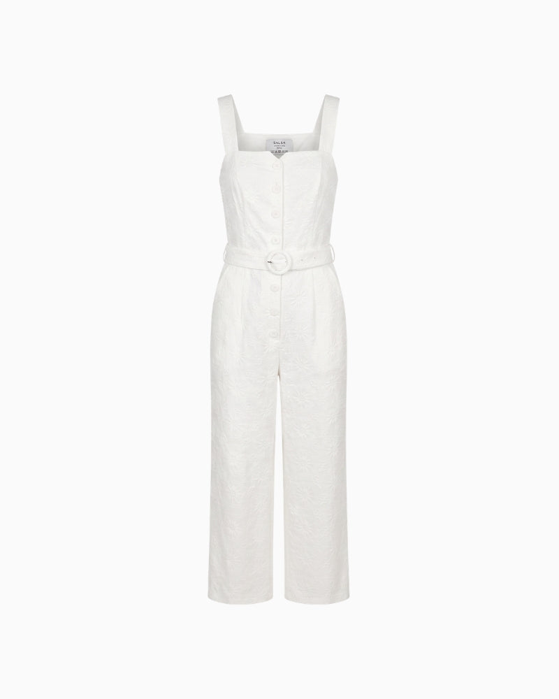 Salsa Jeans sleeveless jumpsuit in white front view