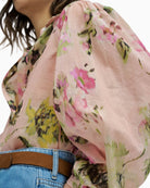 Close-up of Salsa pink floral print fabric – Áines Boutique