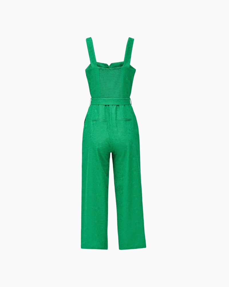 Salsa brocade jumpsuit green back view