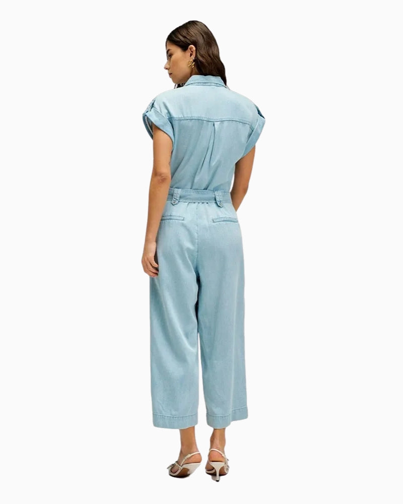 Salsa denim jumpsuit light blue back view