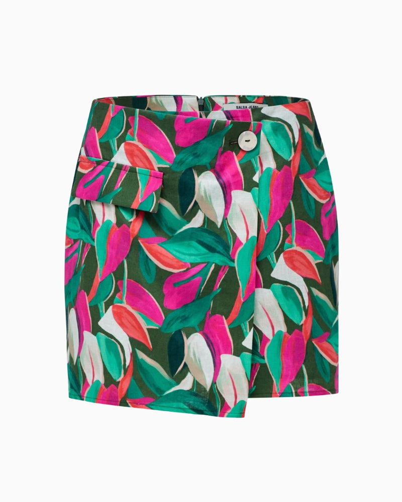 Salsa leaf print skort multicolor front view