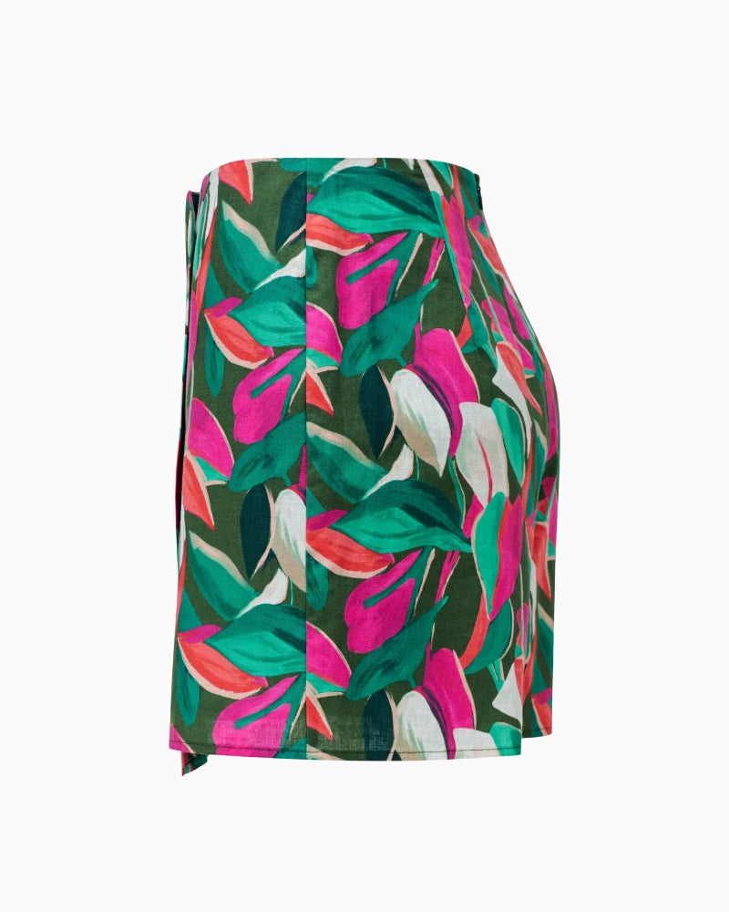 Salsa leaf print skort multicolor side view