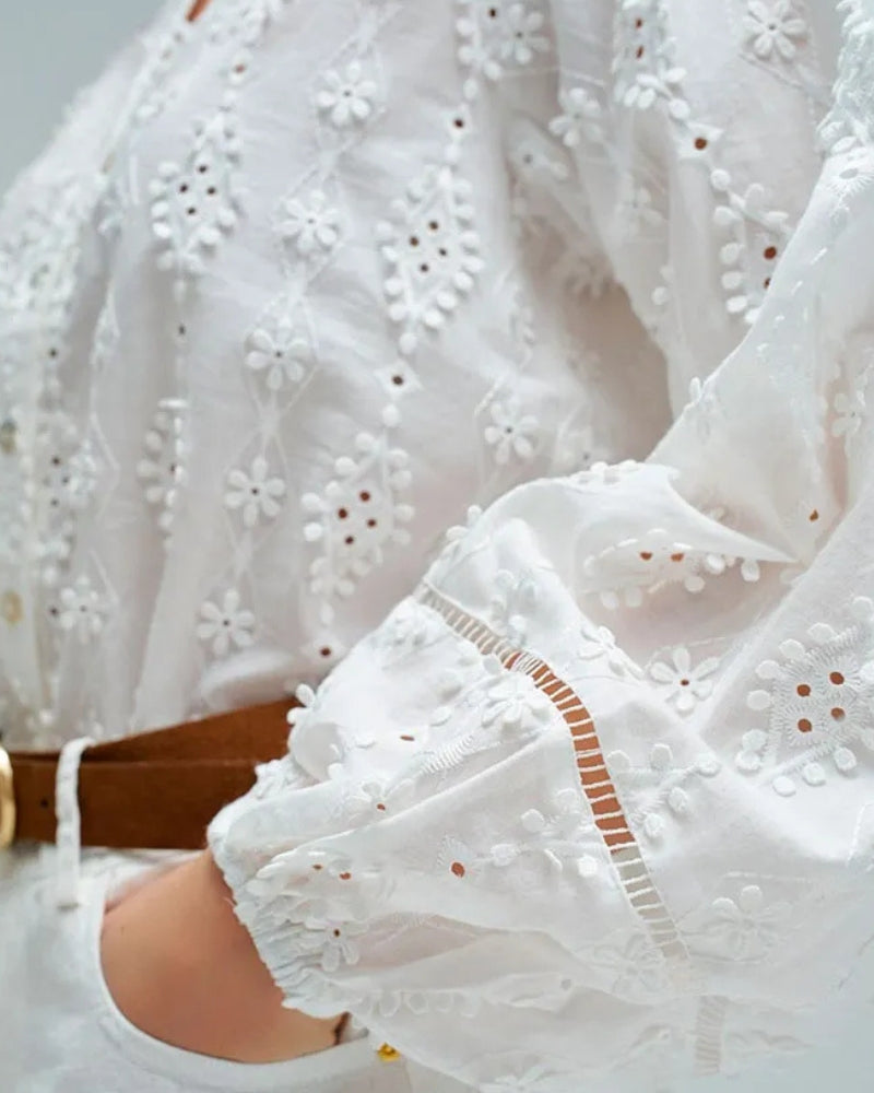 Salsa long sleeve shirt white fabric detail