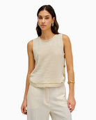 Salsa sleeveless lurex knit top cream front view