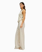 Salsa sleeveless lurex knit top cream side view
