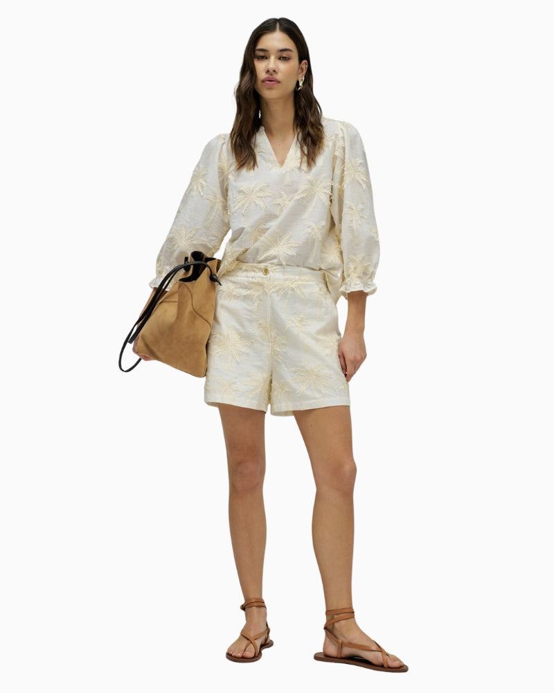 Salsa summer shorts outfit with matching embroidered top