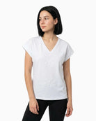 Salsa white embroidered T-shirt front view short sleeve