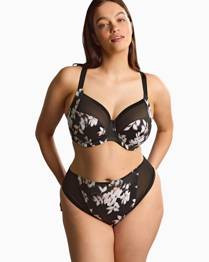 Sculptresse Bliss Brazilian in Black Floral front detail