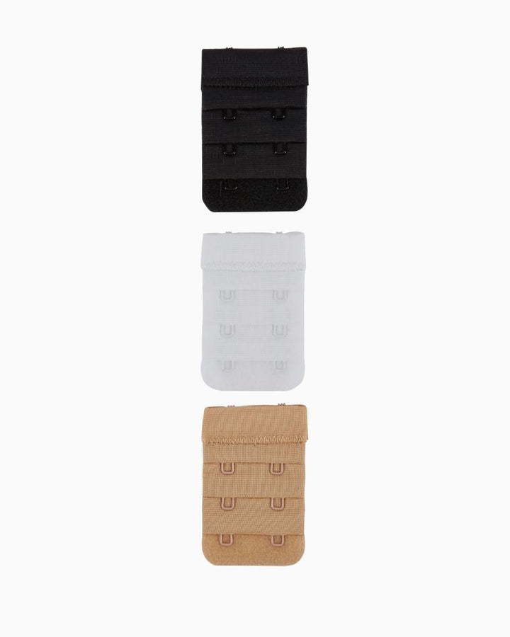 Secret Weapons 3-Pack Bra Strap Extenders in black, white, and beige