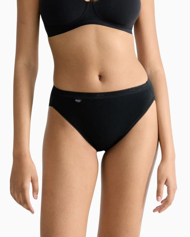 Black tai briefs by Sloggi in cotton stretch fabric 


