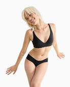 Sloggi ZERO black microfibre hipster briefs with laser-cut scalloped edges
