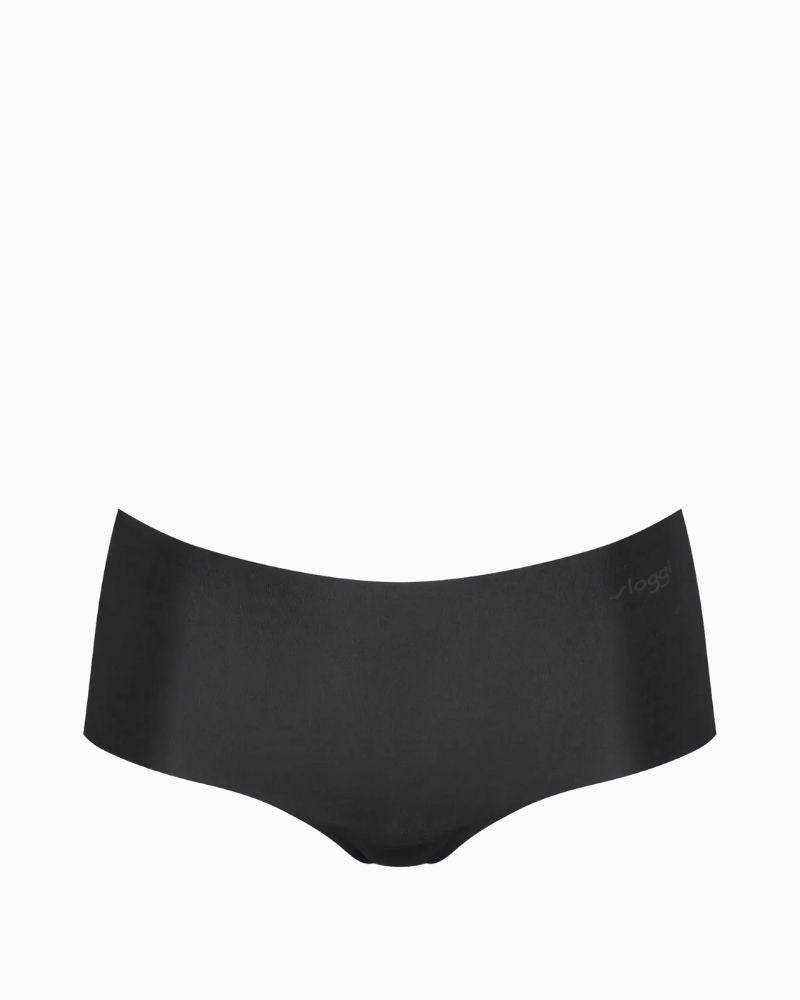 Front view of Sloggi lightweight seam-free short briefs in black