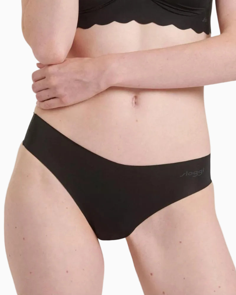 Sloggi - Zero Microfibre 2 Hipstring Brief in Black - Close View