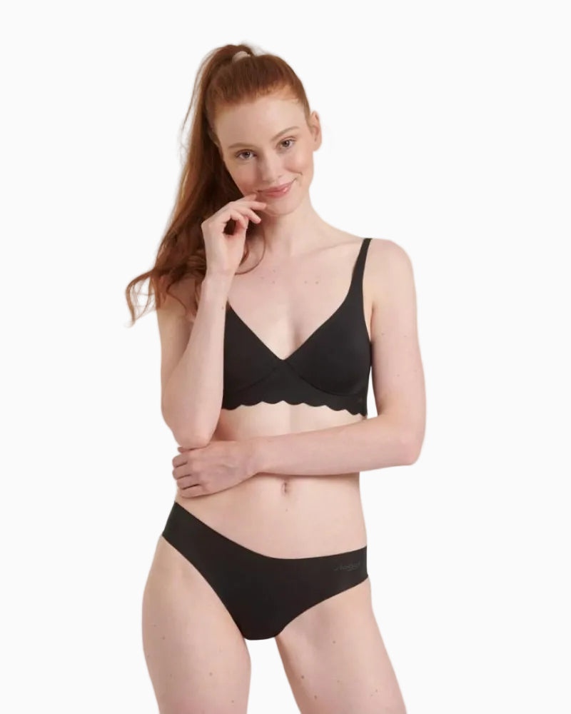 Sloggi - Zero Microfibre 2 Hipstring Brief in Black - Front View