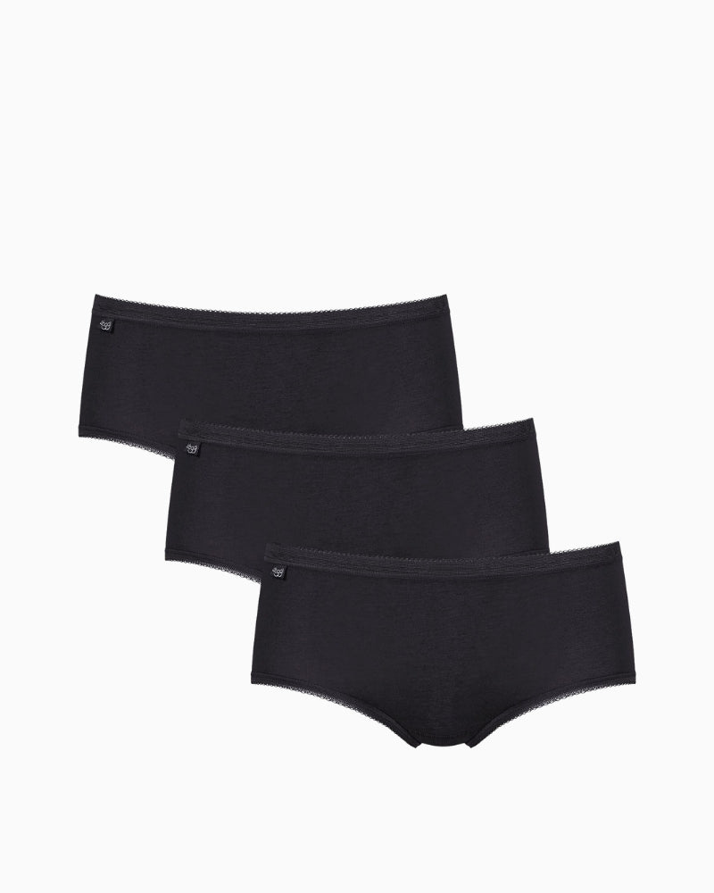 Sloggi Basic Midi 3-pack briefs in black front view