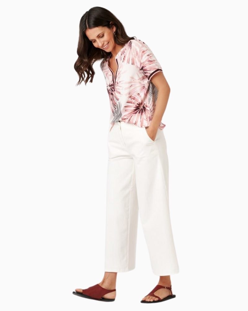 TONI wide leg denim culotte off white full outfit view
