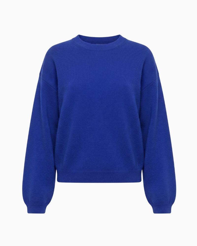 TWNS The Label Colorado Puff Sleeve Jumper in Blue sleeve detail