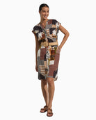 Tinta Inma brown shirt dress with belt, front view – Áines Boutique