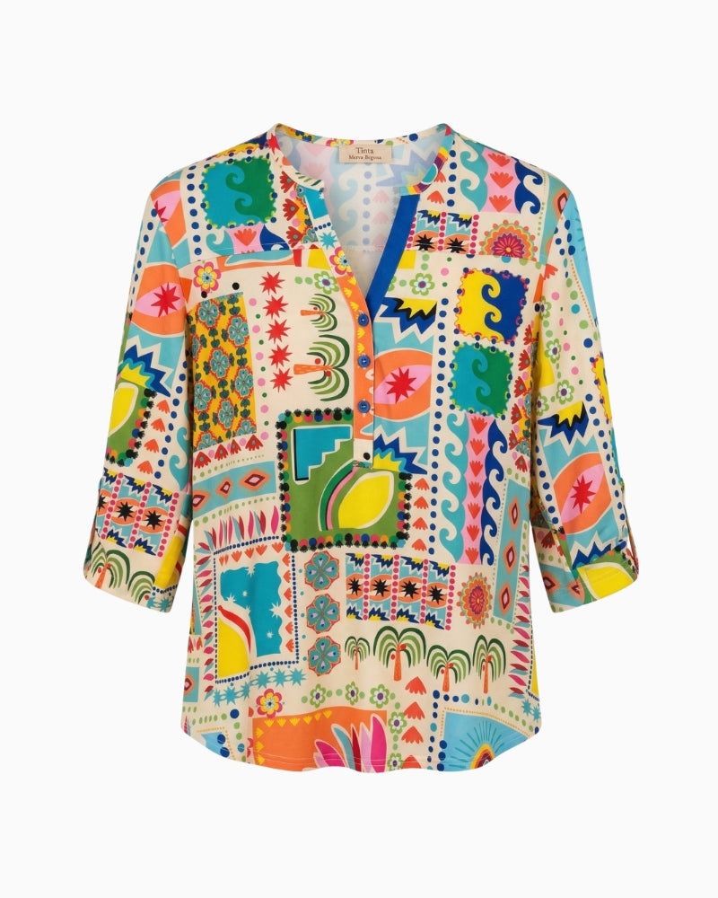 Tinta Merva Begona Blouse in turquoise front view