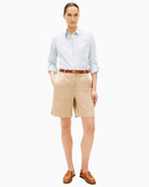 Woman wearing Tommy Hilfiger chino shorts front view – Áines Boutique