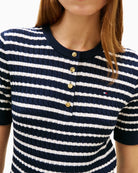 Crew neckline and button placket detail – Áines Boutique