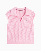 Tommy Hilfiger sleeveless cotton jumper with cable knit and polo collar