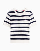 Tommy Hilfiger cable knit short sleeve sweater in soft cotton with crew neck