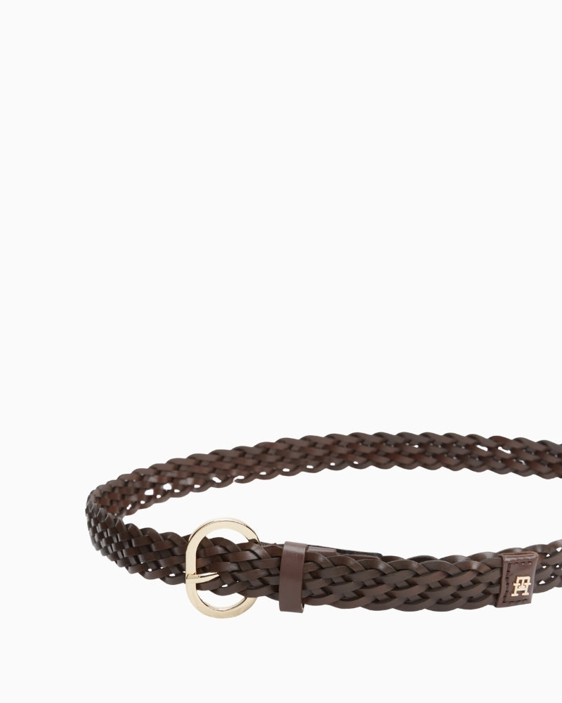 Detail of Tommy Hilfiger monogram on belt keeper