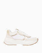 Side view of white and gold chunky trainers by Tommy Hilfiger