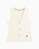 Tommy Hilfiger cotton slim knit vest cream flat view – Áines Boutique