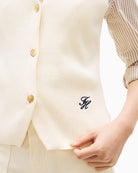 Tommy Hilfiger cotton slim knit vest cream button detail – Áines Boutique