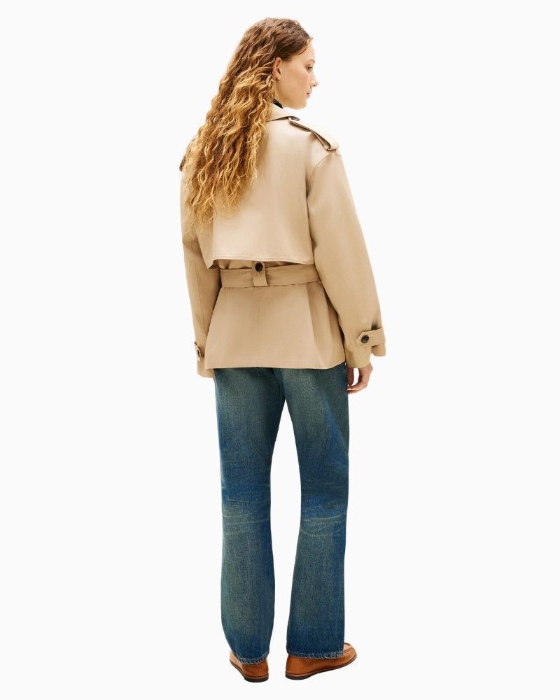 Cotton short trench styled with denim – Áines Boutique