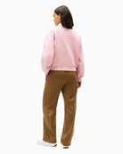 Back view of cotton-blend sweatshirt with ribbed hem