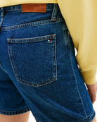 Back pocket and waistband detail on Tommy Hilfiger denim shorts – Áines Boutique