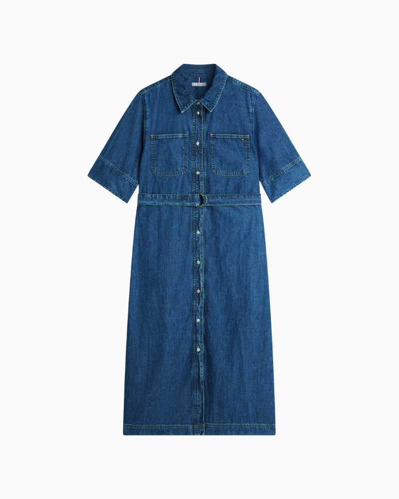Tommy Hilfiger denim fit and flare dress front view – Áines Boutique