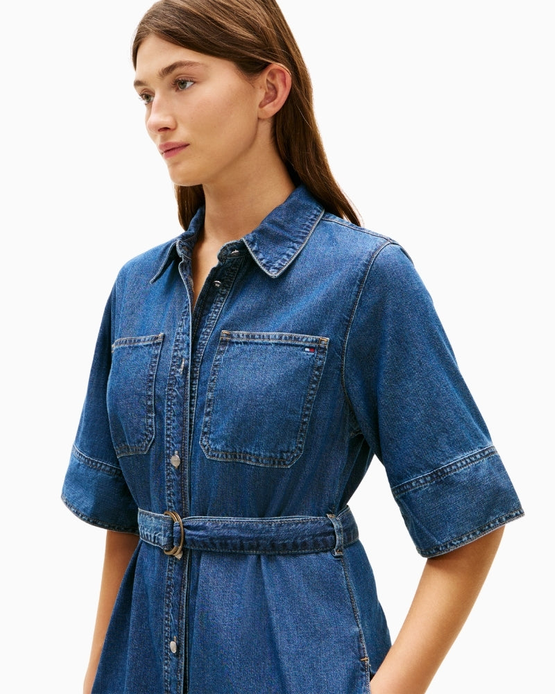 Button-front and collar detail on Tommy Hilfiger denim dress – Áines Boutique