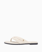 Cream Tommy Hilfiger leather toe post sandal side view with padded straps – Áines Boutique
