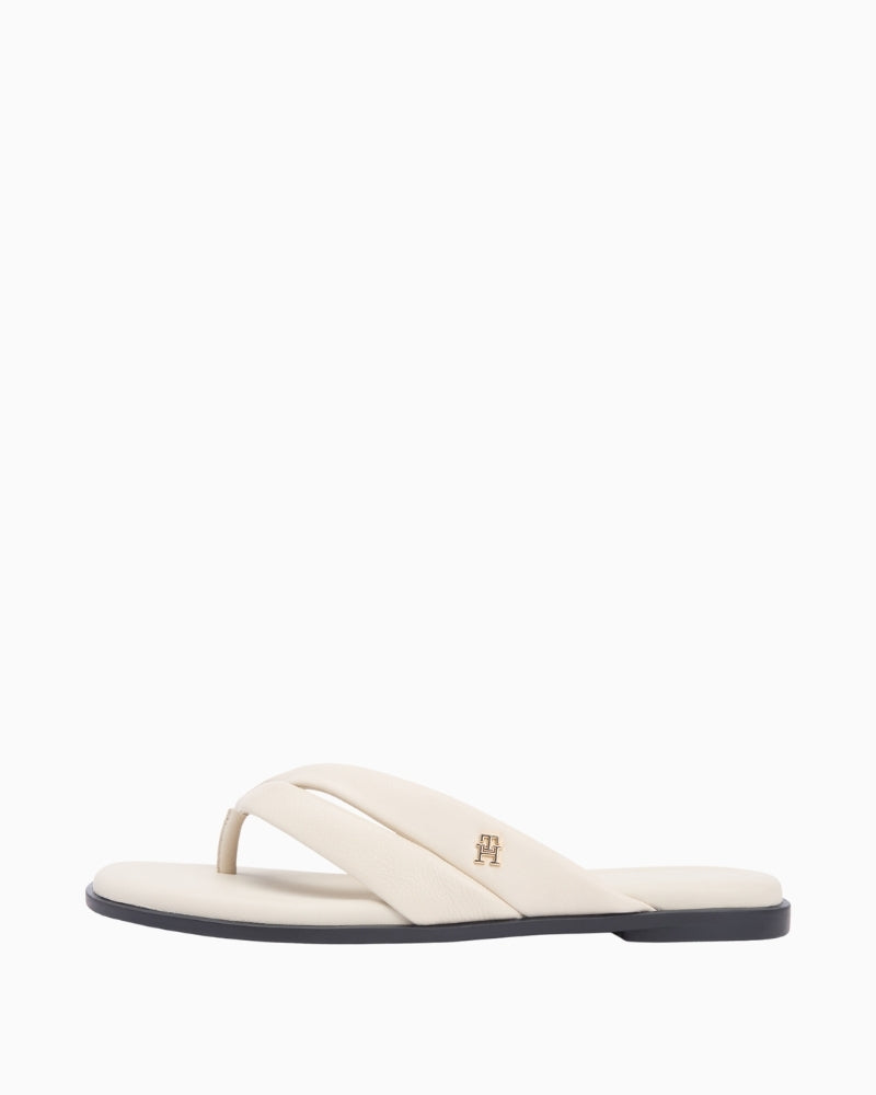 Cream Tommy Hilfiger leather toe post sandal side view with padded straps – Áines Boutique