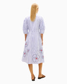 Woman wearing Tommy Hilfiger embroidered poplin shirt dress back view – Áines Boutique