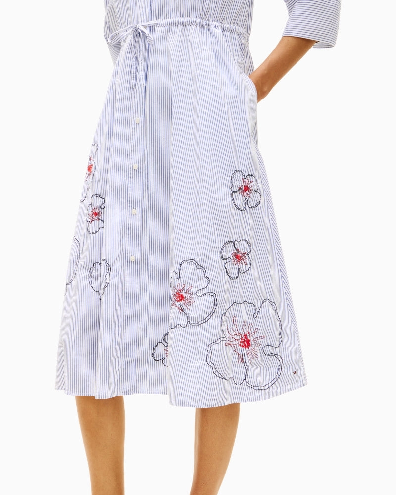 Tommy Hilfiger embroidered poplin shirt dress embroidery detail – Áines Boutique