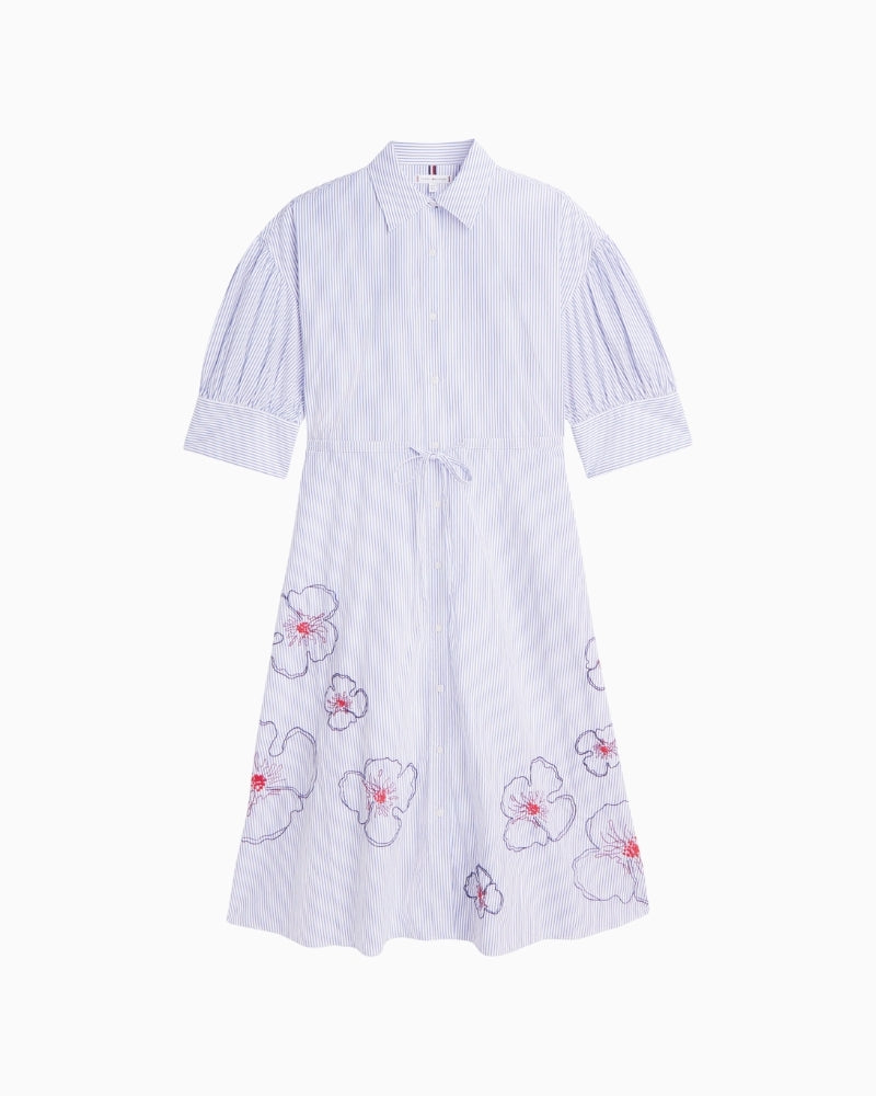 Tommy Hilfiger embroidered poplin shirt dress flat view – Áines Boutique