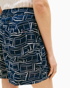 Tommy Hilfiger linen pull-on shorts navy print waistband detail – Áines Boutique
