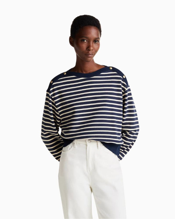 Tommy Hilfiger - Gold Button Boat Neck Sweatshirt 